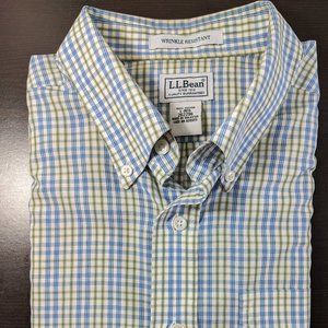 LL Bean Short Sleeve Plaid Wrinkle Resistant Shirt